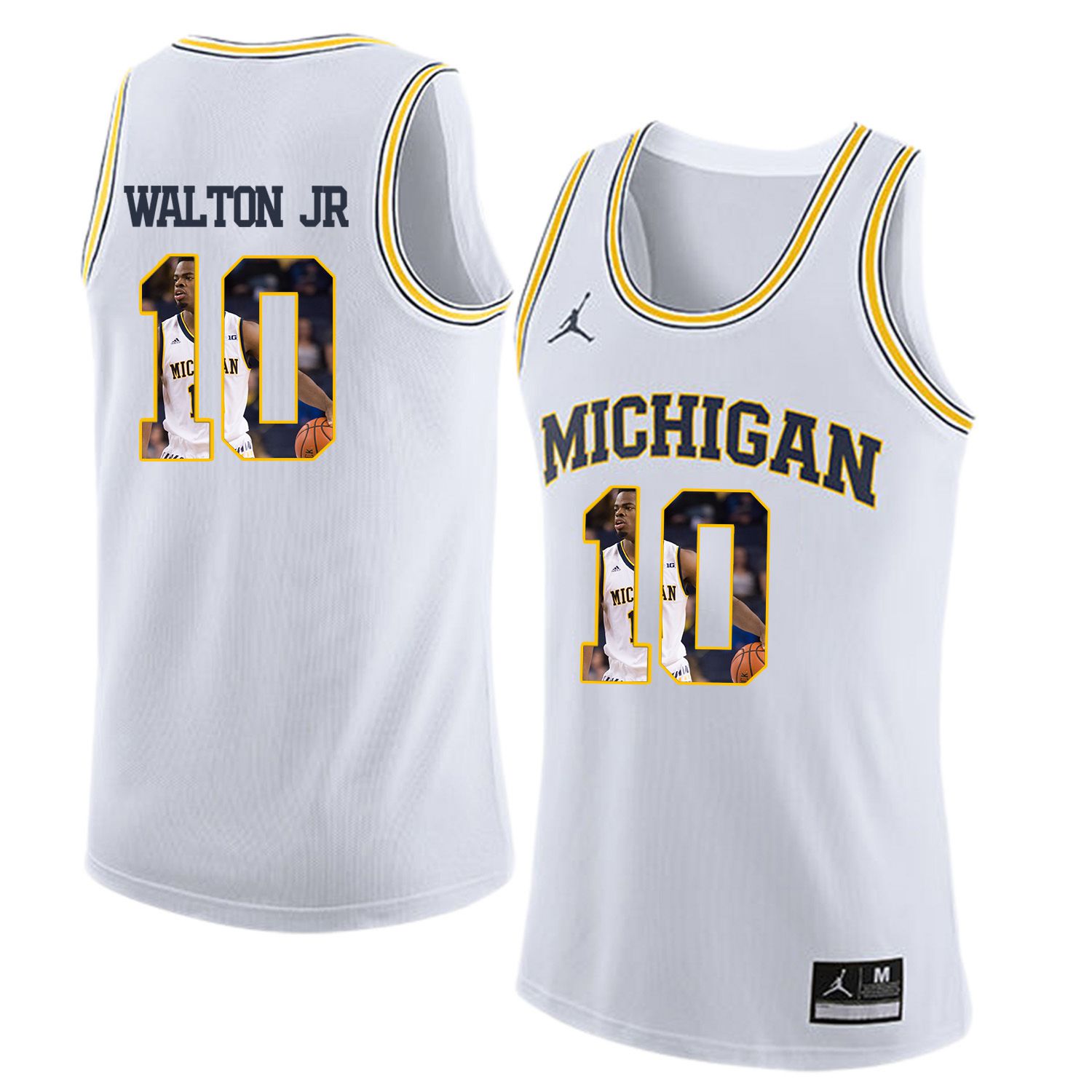 Men Jordan University of Michigan Basketball White #10 walton jr Fashion Edition Customized NCAA Jerseys->customized ncaa jersey->Custom Jersey